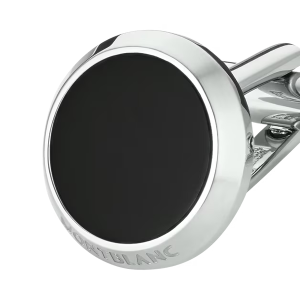 أزرار أكمام مونت بلانك، ستانلس ستيل، عقيق أسود