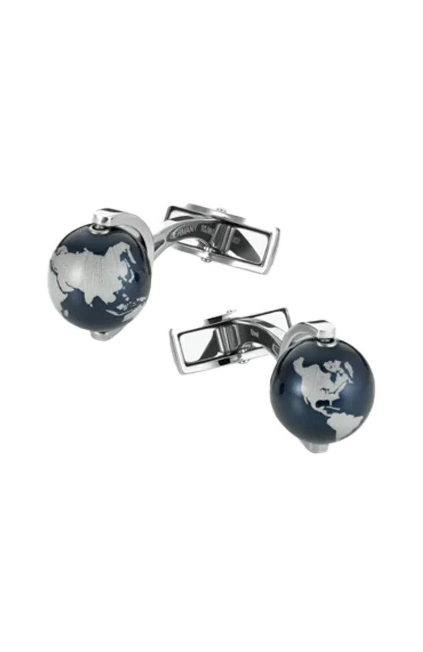 أزرار أكمام مونت بلانك من الفولاذ والألومنيوم باللون الأزرق