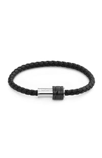 سوار مونت بلانك من الفولاذ والجلد الأسود PVD 63