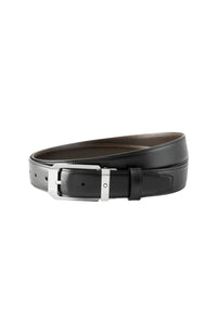 حزام جلدي قابل للعكس من مونت بلانك أسود/بني مقاس 30 مم من الفولاذ