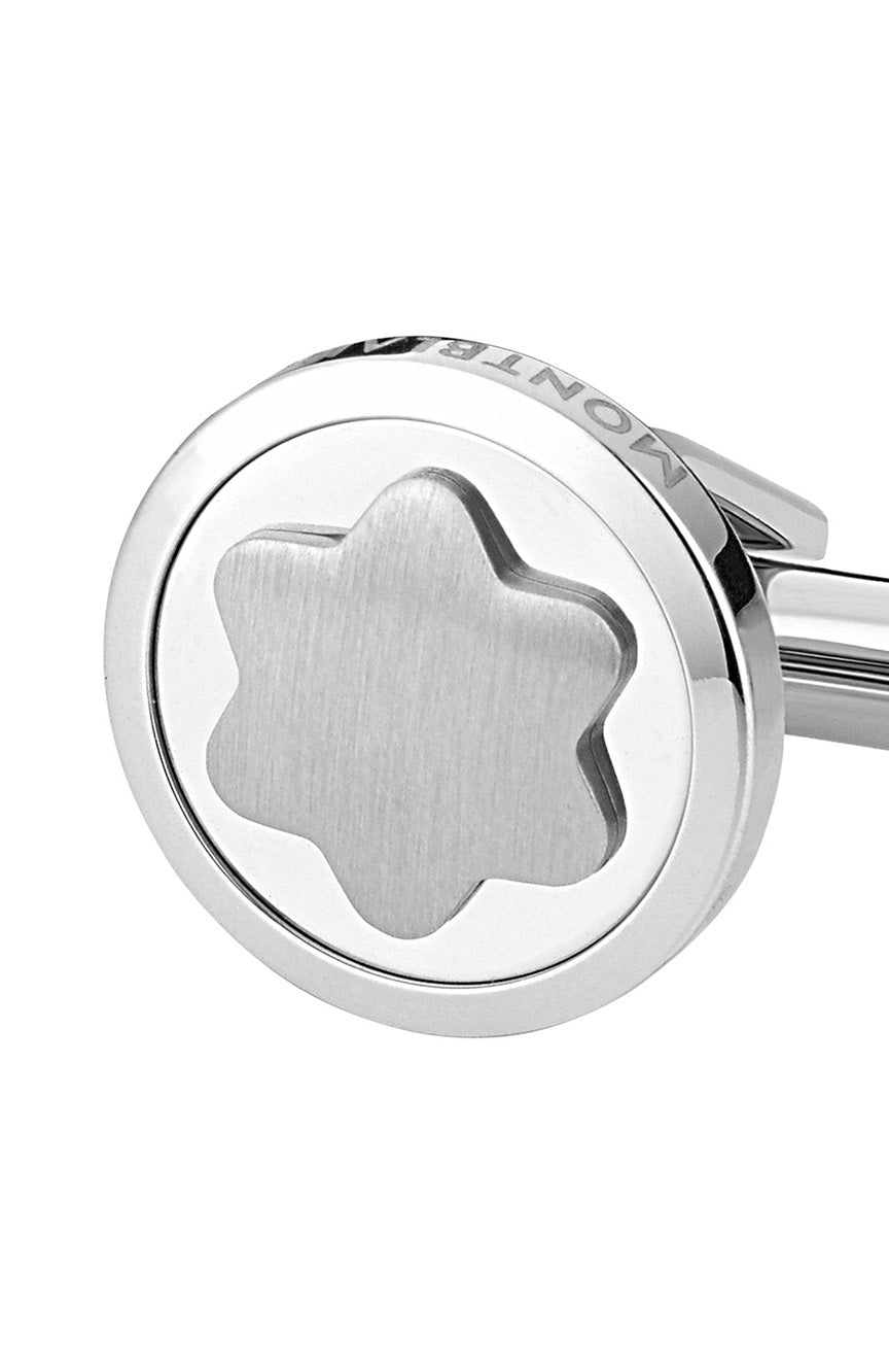 أزرار أكمام مونت بلانك بشعار الثلج الدائري المصنوع من الفولاذ