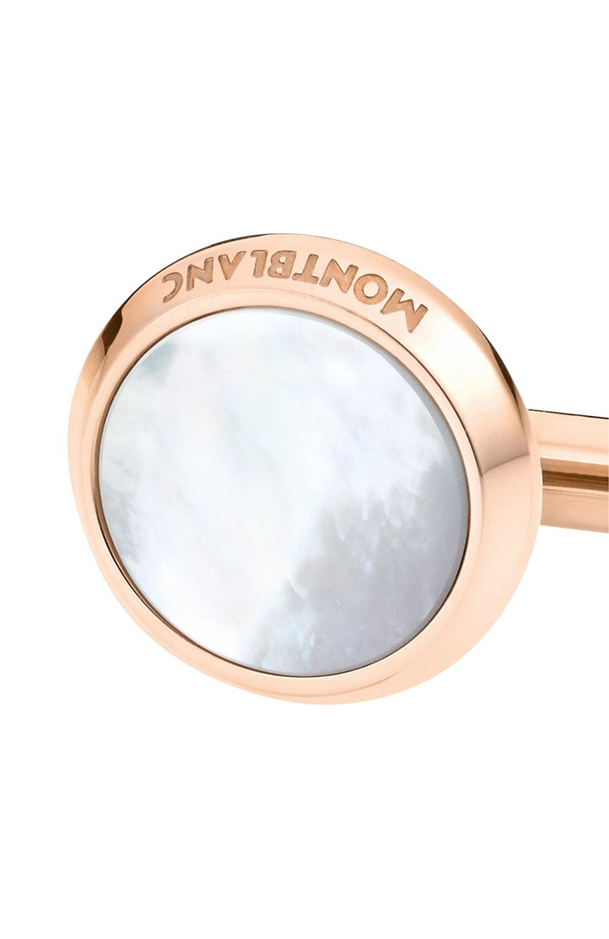 أزرار أكمام مونت بلانك دائرية من الفولاذ باللون الوردي الذهبي PVD