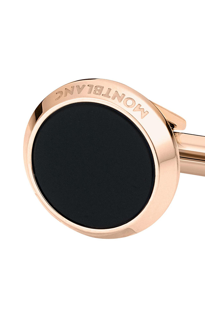 أزرار أكمام مونت بلانك دائرية من الفولاذ المطلي بطبقة من العقيق الأحمر