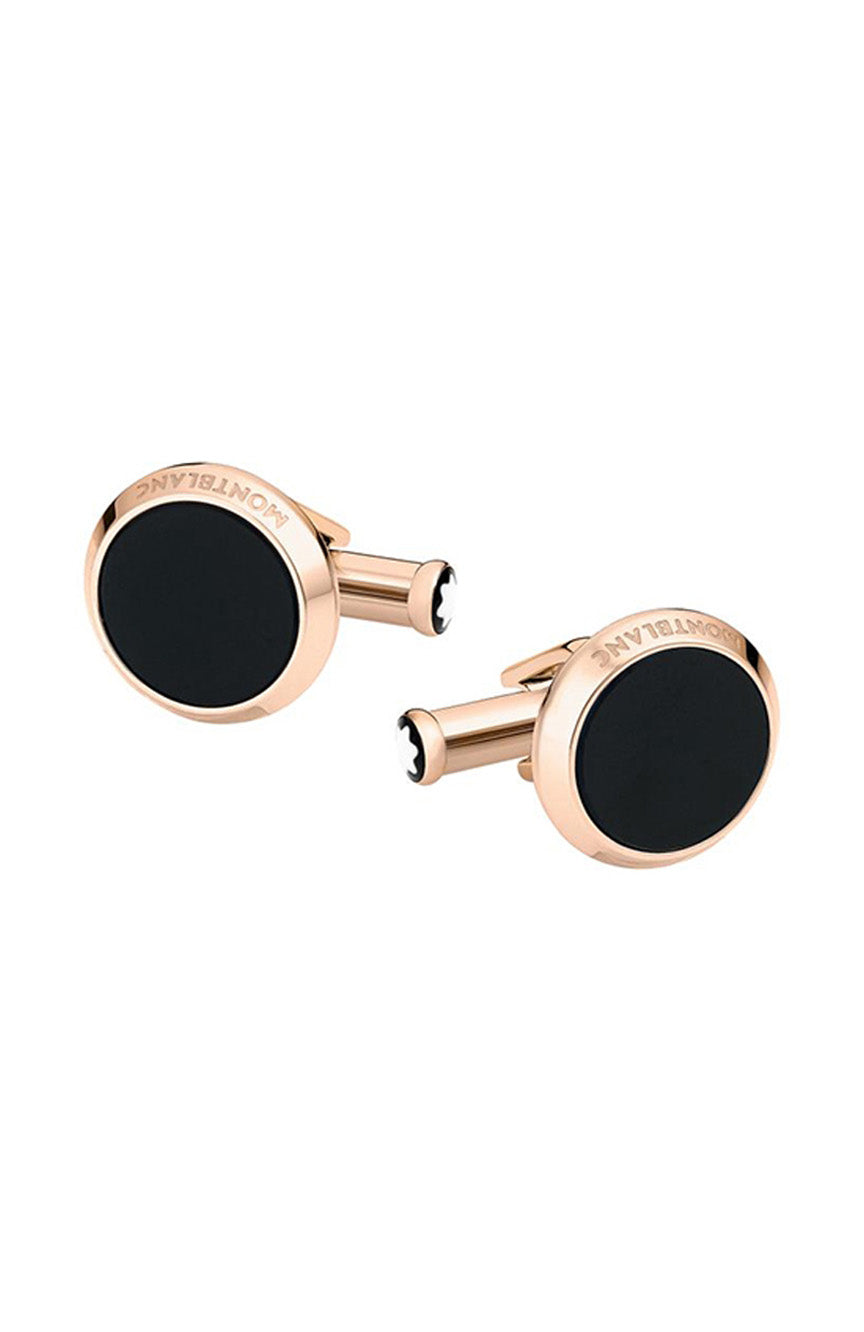 أزرار أكمام مونت بلانك دائرية من الفولاذ المطلي بطبقة من العقيق الأحمر