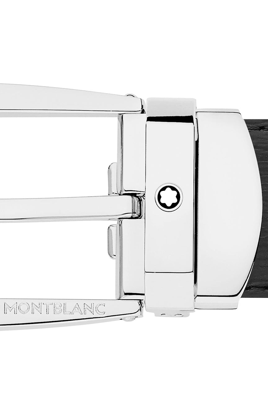 حزام جلدي من مونت بلانك ترابيز أسود 30 مم