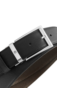 حزام جلدي قابل للعكس من مونت بلانك أسود/بني مقاس 35 مم