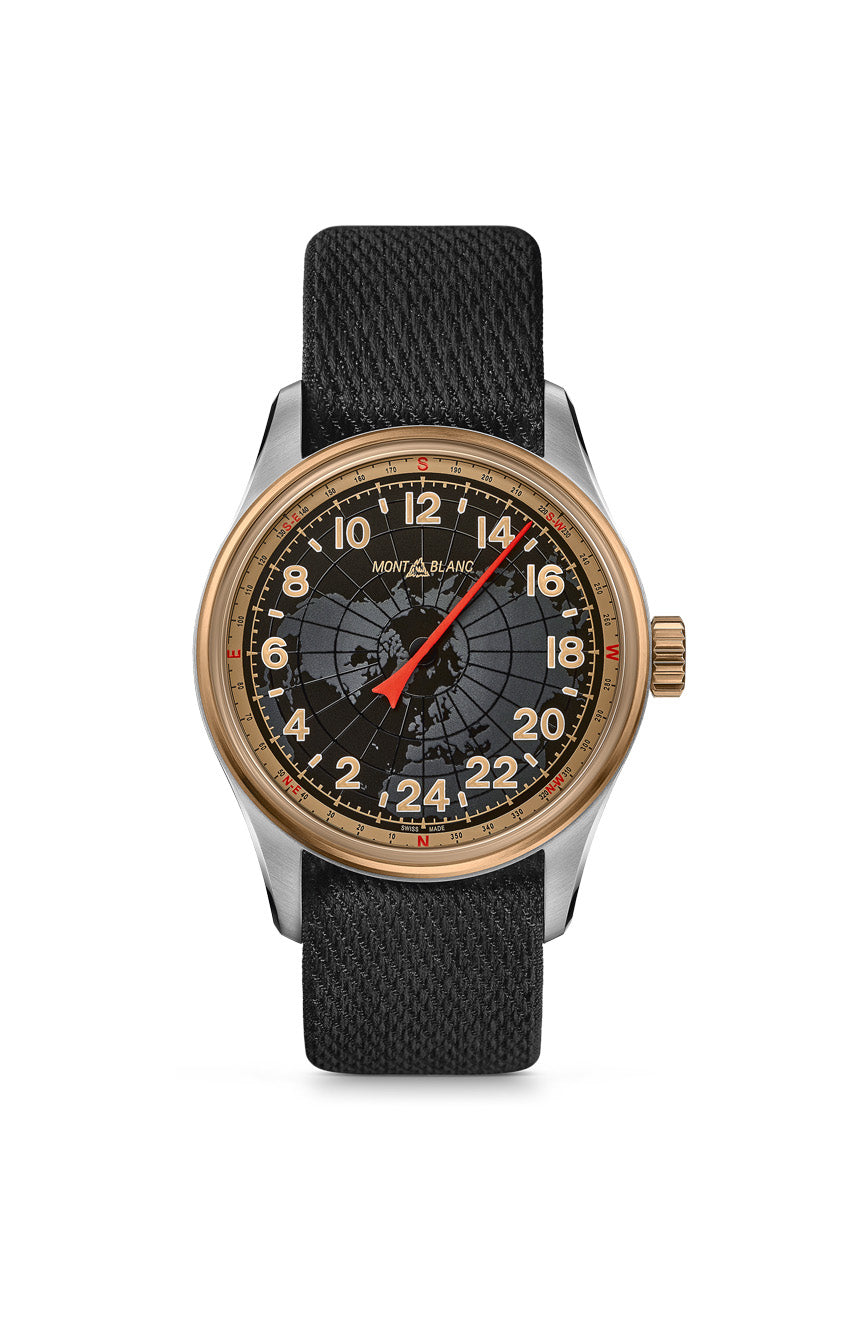 مون بلان 1858 التلقائي 24 ساعة الاتصال الهاتفي الأسود