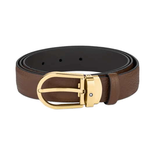 Montblanc Horseshoe buckle brown 30 mm leather belt