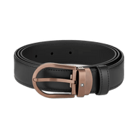 حزام جلدي من مونت بلانك بمشبك حدوة الحصان باللون الأسود مقاس 30 مم