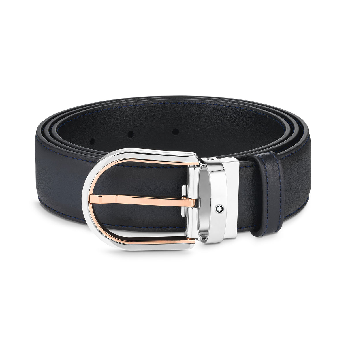 Montblanc Horseshoe buckle blue 35 mm leather belt