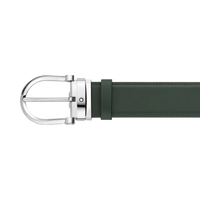 حزام جلدي قابل للعكس من Montblanc Horseshoe باللون الأخضر/البني مقاس 35 مم