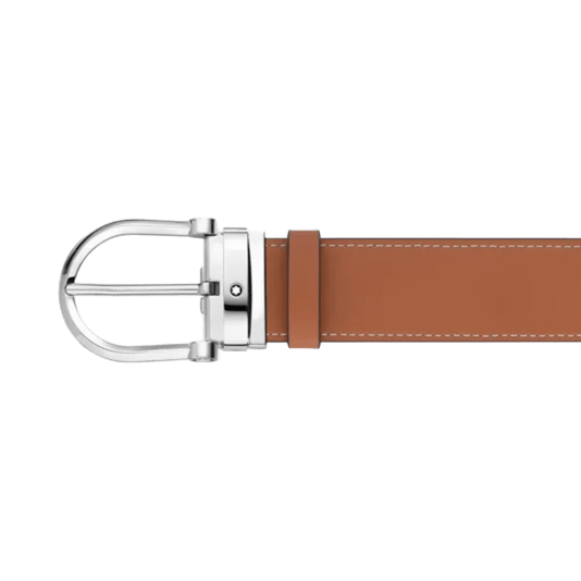 Montblanc Horseshoe buckle green/tan 35 mm reversible leather belt