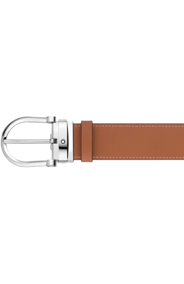 Montblanc Horseshoe buckle smoke/tan colors 35 mm reversible leather belt