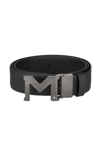 حزام جلدي من مونت بلانك أسود مقاس 35 مم