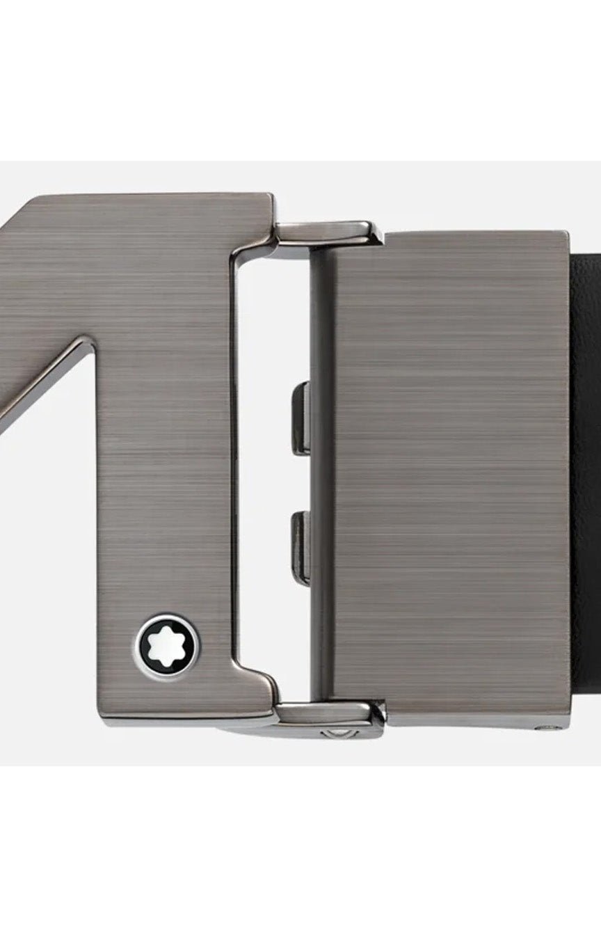 حزام جلدي من مونت بلانك أسود مقاس 35 مم