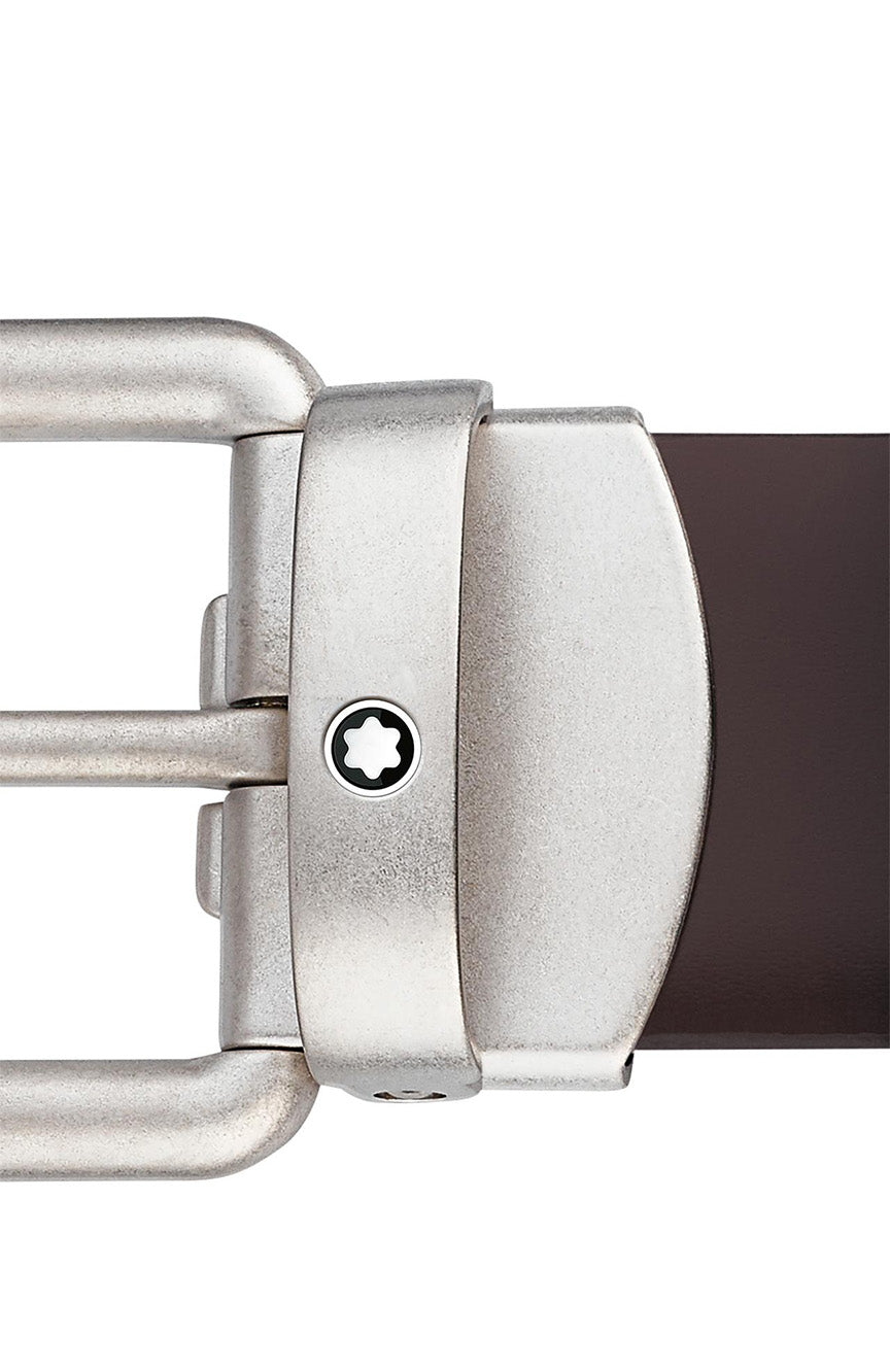 حزام جلدي بني مصقول من مونت بلانك مقاس 30 مم