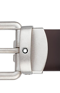حزام جلدي بني مصقول من مونت بلانك مقاس 30 مم