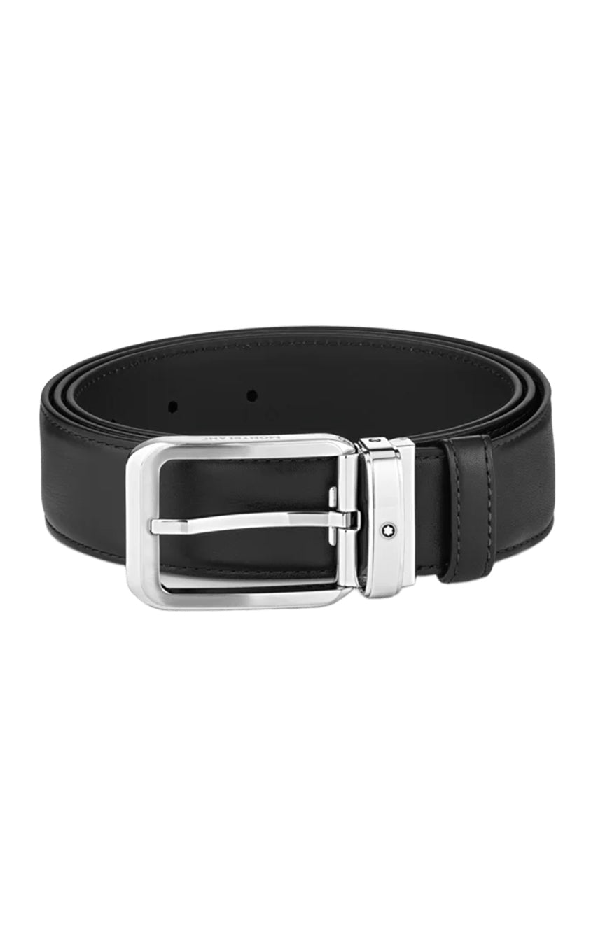 حزام جلدي مونت بلانك أسود مقاس 35 مم