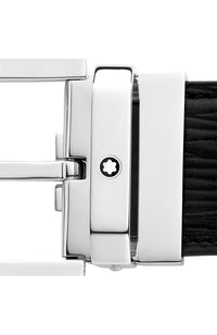 حزام جلدي مربع من مونت بلانك أسود مقاس 35 مم