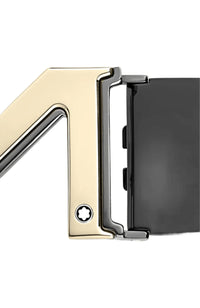 حزام جلدي قابل للعكس من مونت بلانك بني/رمادي مقاس 35 مم