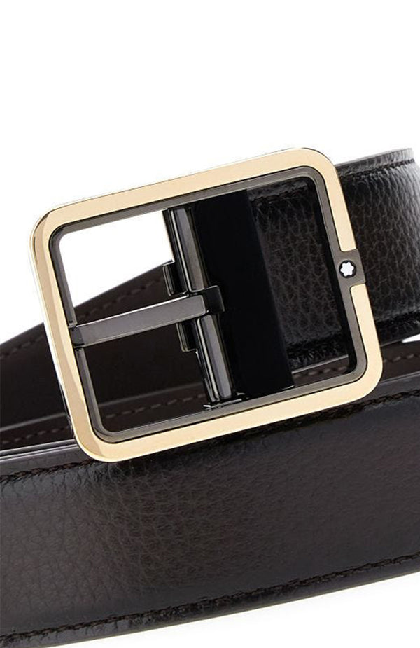 حزام جلدي من مونت بلانك بني مقاس 35 مم