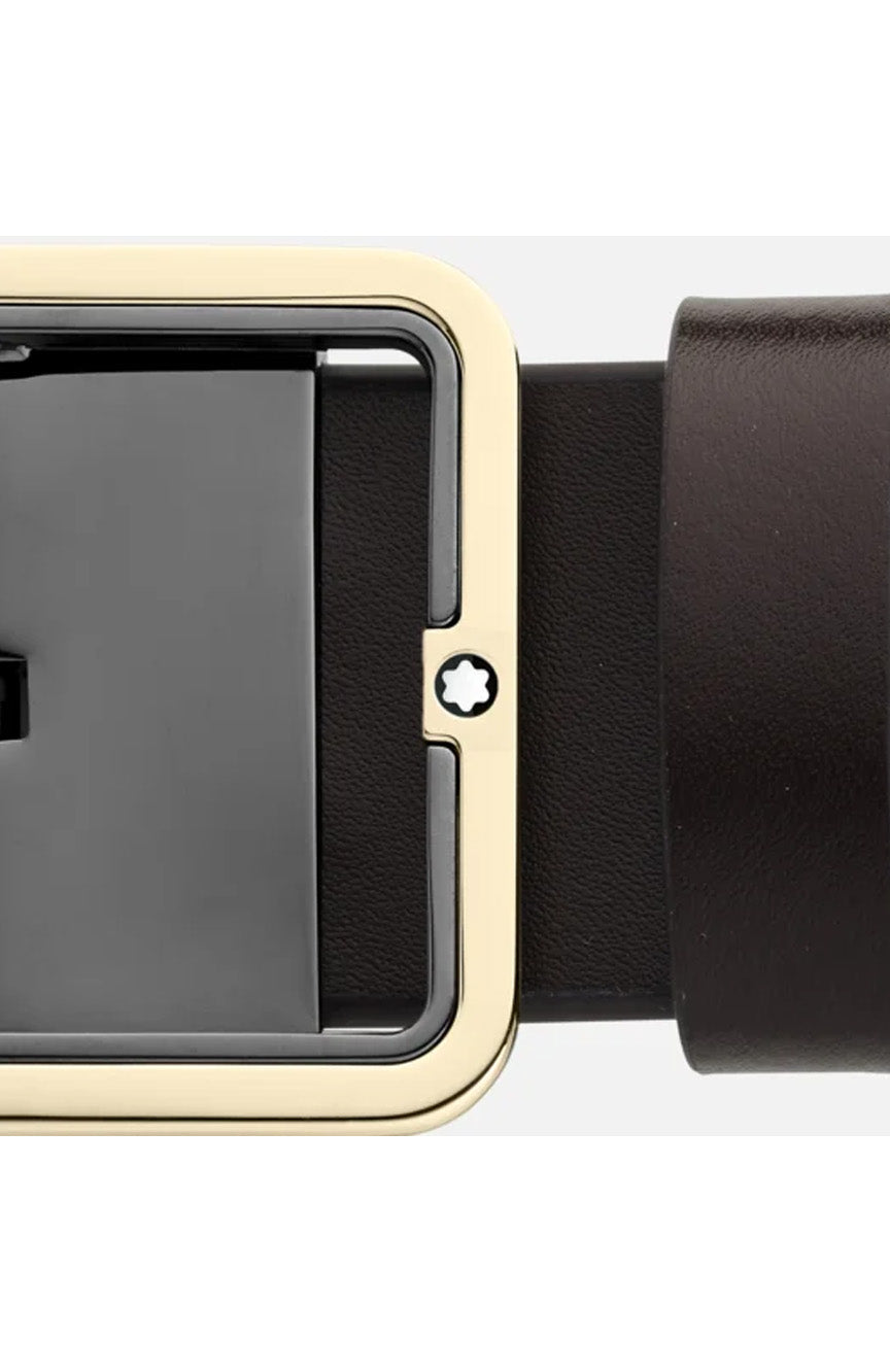 حزام جلدي قابل للعكس من مونت بلانك بني/رمادي مقاس 35 مم