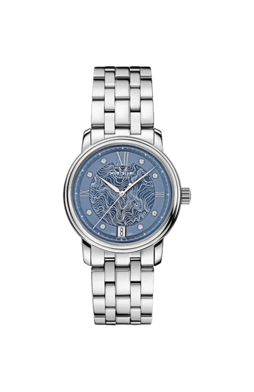 ساعة مونت بلانك للسيدات تراديشن أوتوماتيكية بمينا زرقاء