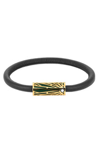 Montblanc Bracelet Meisterstruck Origins Green Steel, Leather Yellow Steel Black Calf Leather