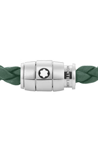 Montblanc Bracelet 3 Rings Closing Pewter steel, leather White steel Green Calf Leather