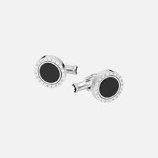 Montblanc Cuff Links, round, steel, onyx