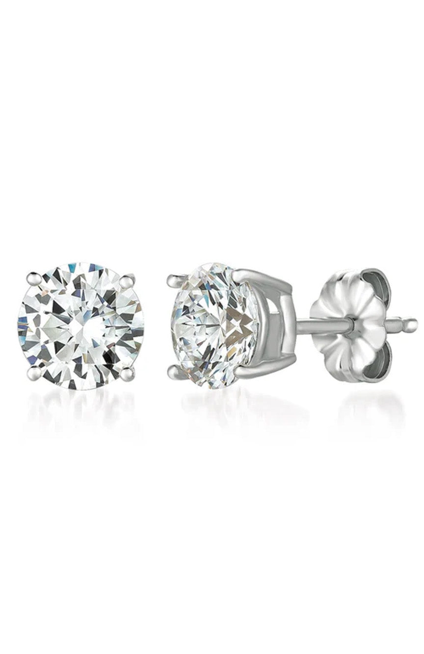 Crislu Solitaire Brilliant Stud Earrings Finished In Pure Platinum - 3.0 Cttw
