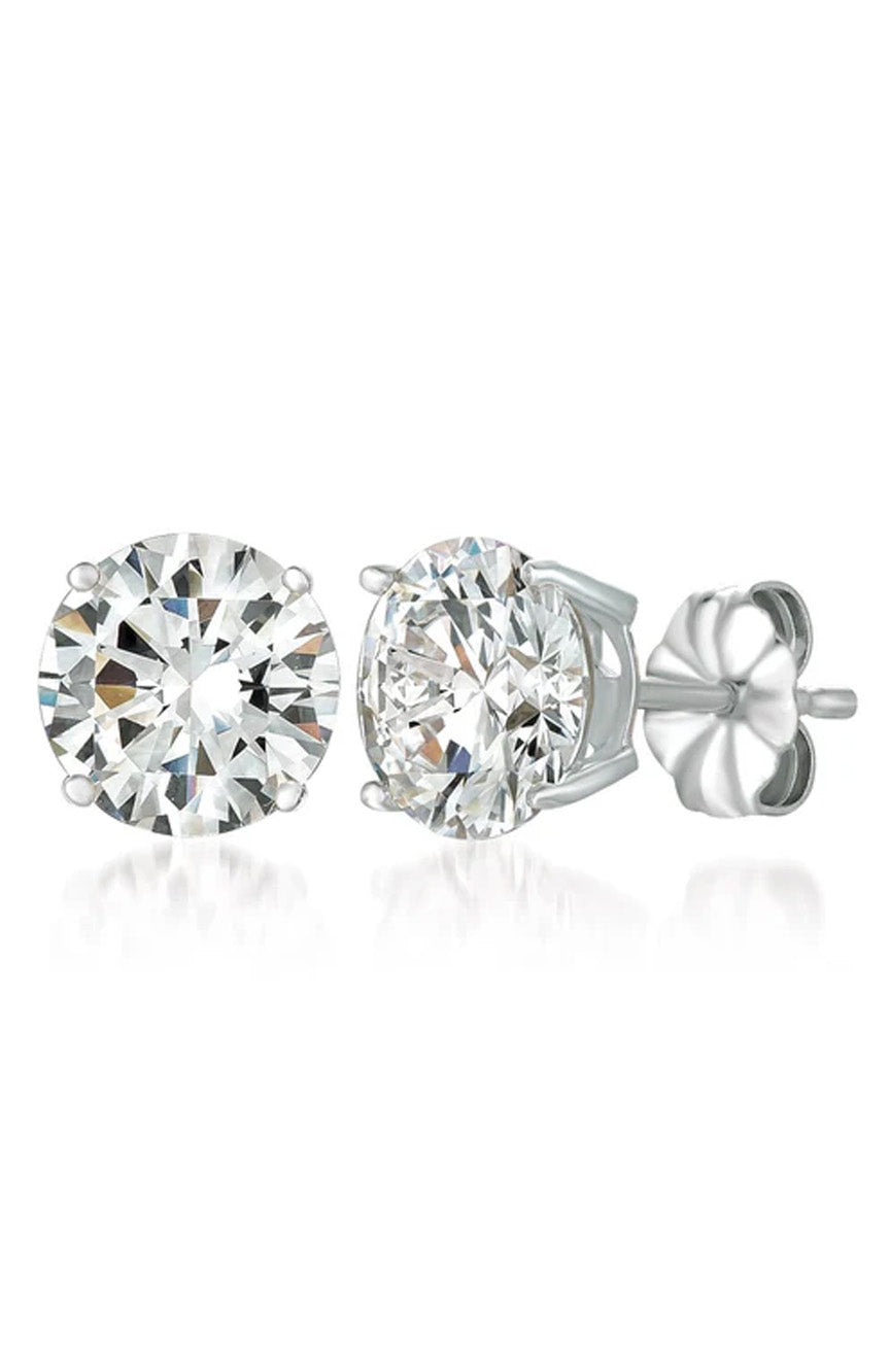 Crislu Solitaire Brilliant Stud Earrings Finished In Pure Platinum - 4.0 Cttw