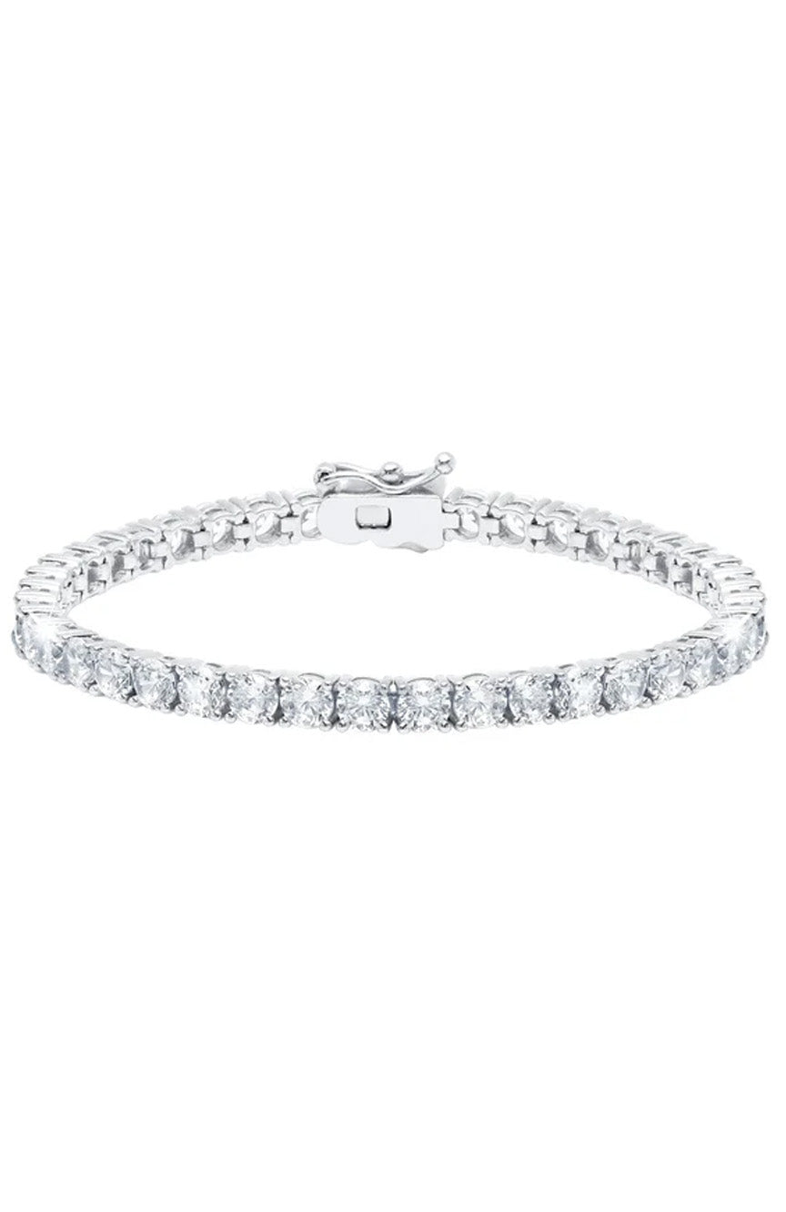 Crislu Classic Large Brilliant Tennis Bracelet Finished In Pure Platinum 10.30 Carat