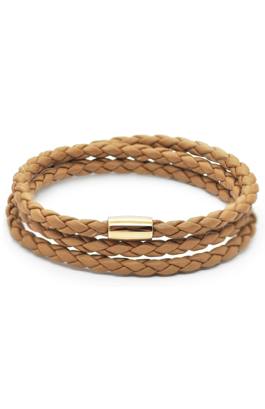 Babette Wasserman Braid Triple Bracelet, Light Brown - Sterling silver chocolate plated, leather