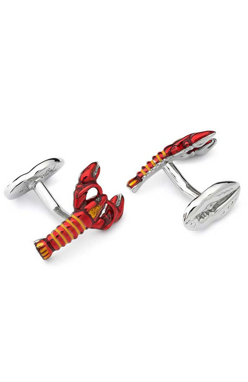 Babette Wasserman Lobster Cufflinks, Yellow Gold & Red - Base Metal, Yellow Gold Plated, Enamel - D