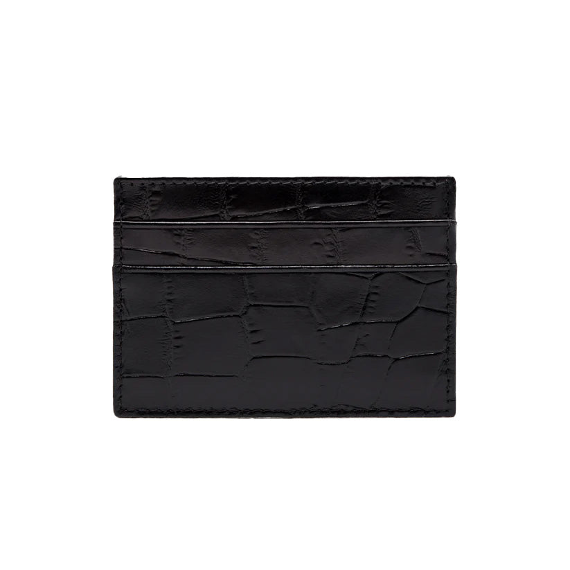 Ettinger Croco Flat Credit Card Case Ebony