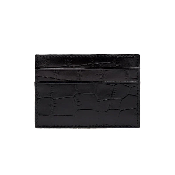 Ettinger Croco Flat Credit Card Case Ebony