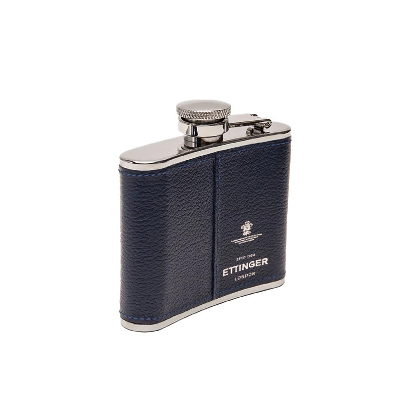 Ettinger Capra 4Oz Captive Top Hip Flask Marine Blue