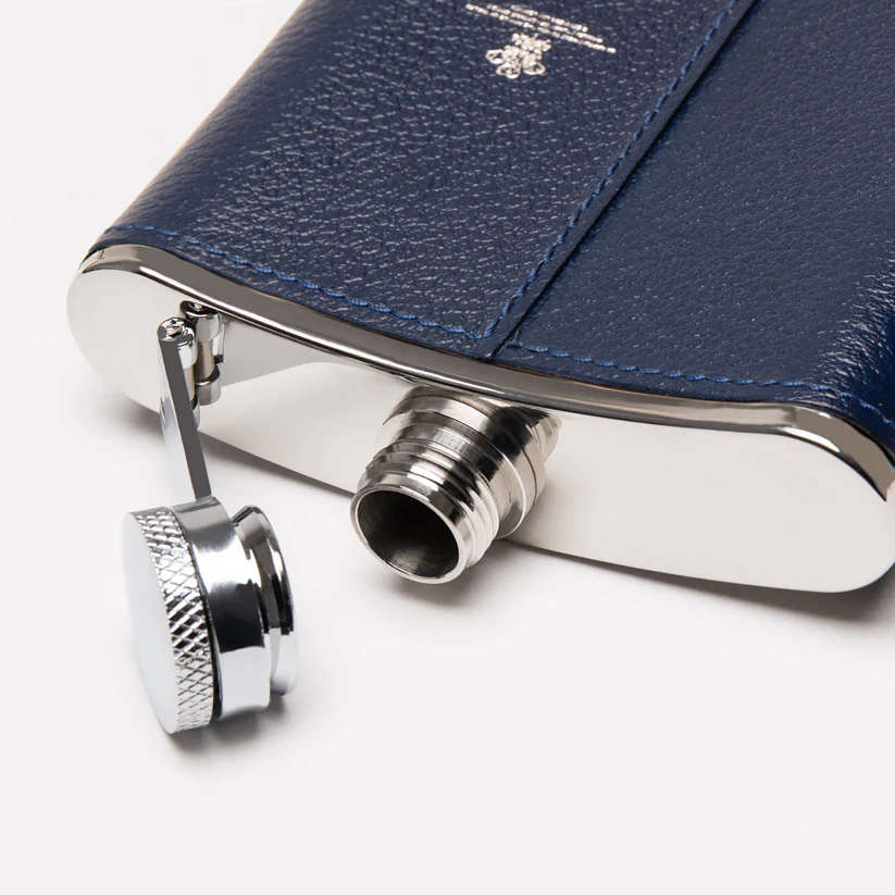 Ettinger Capra 4Oz Captive Top Hip Flask Marine Blue