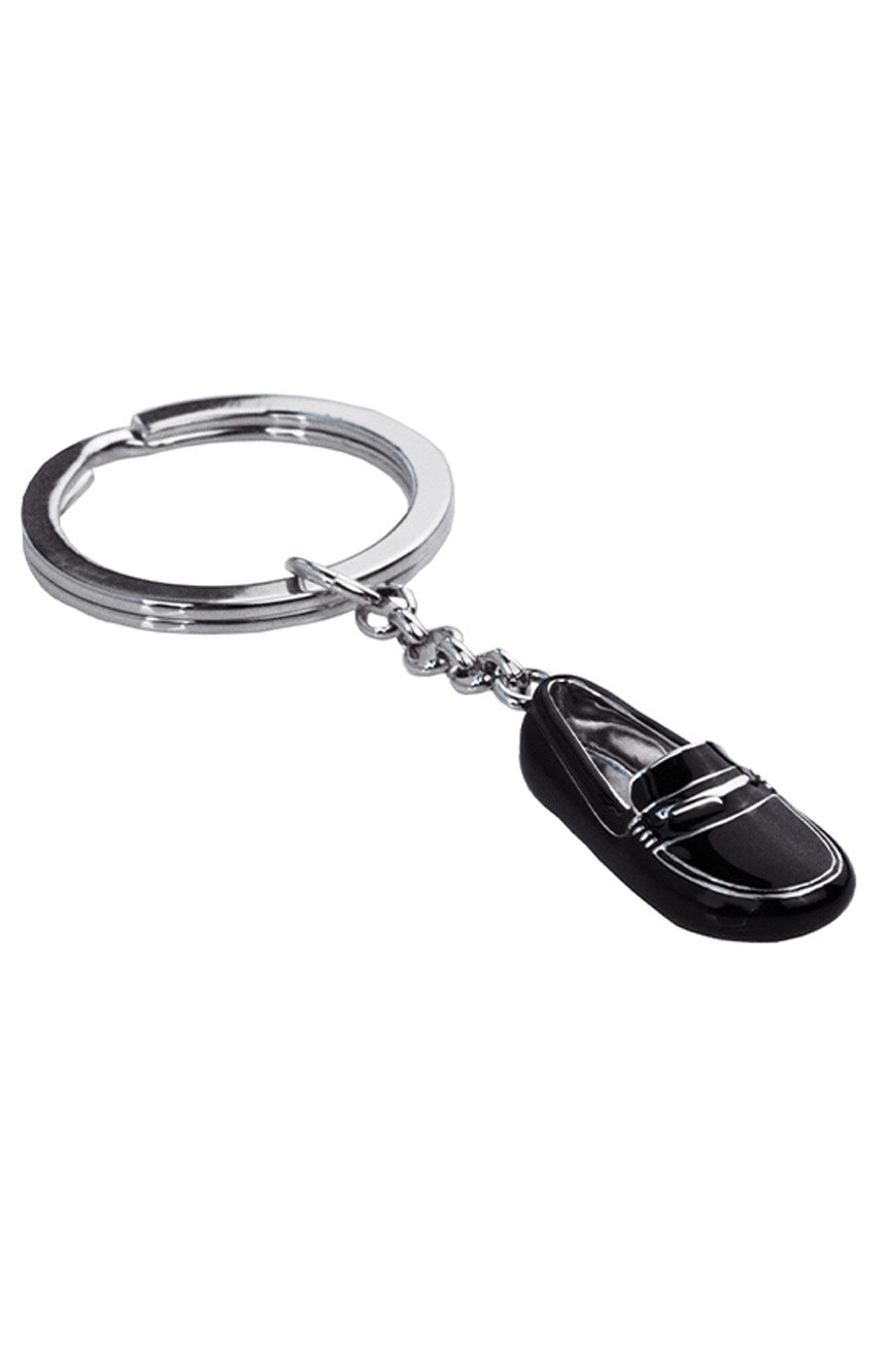 Babette Wasserman Loafer Keyring, Black - Base Metal, Rhodium Plated, Enamel