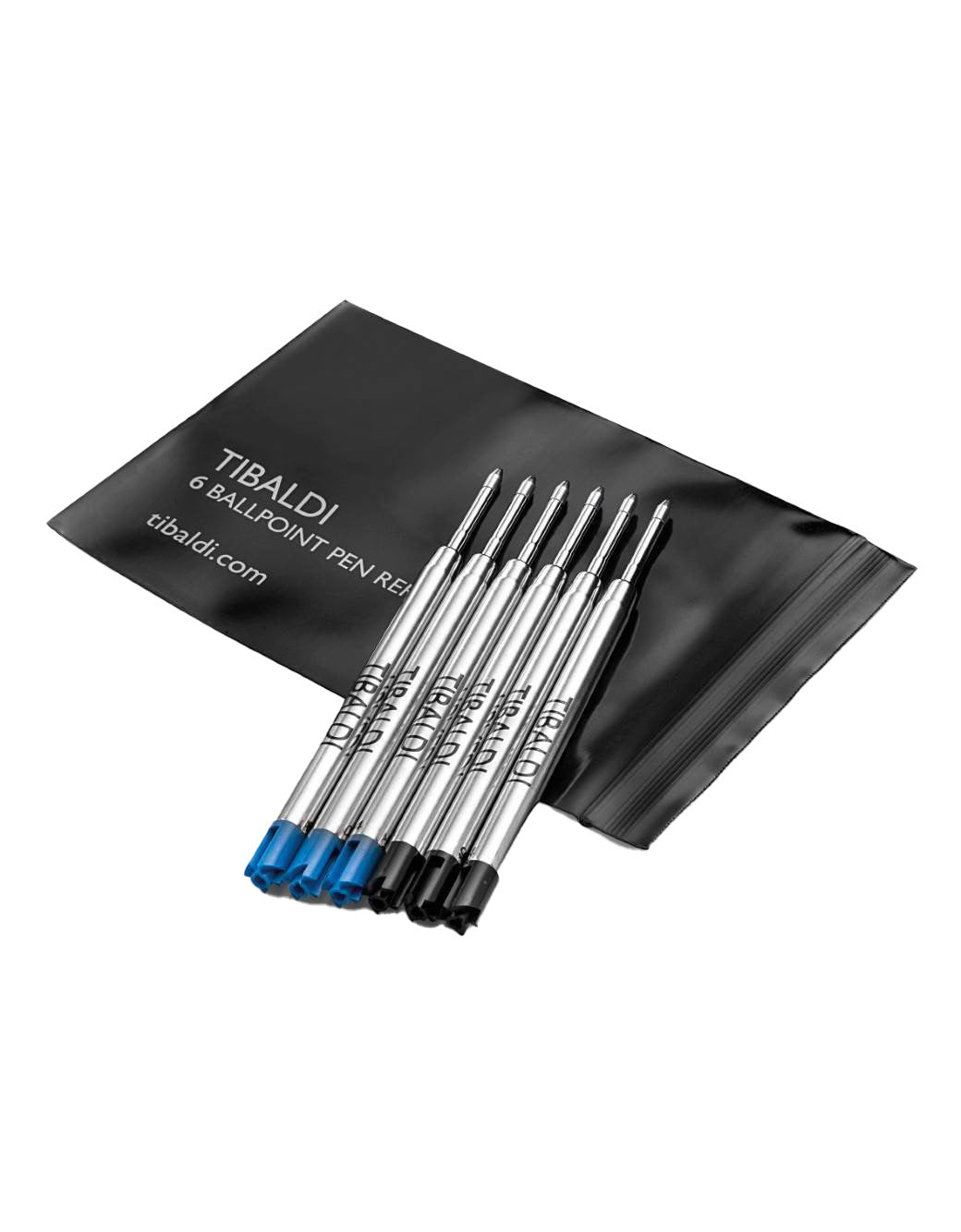 Tibaldi Pack of 6 Ballpoint Pen Refills - 3 Blue/3 Black