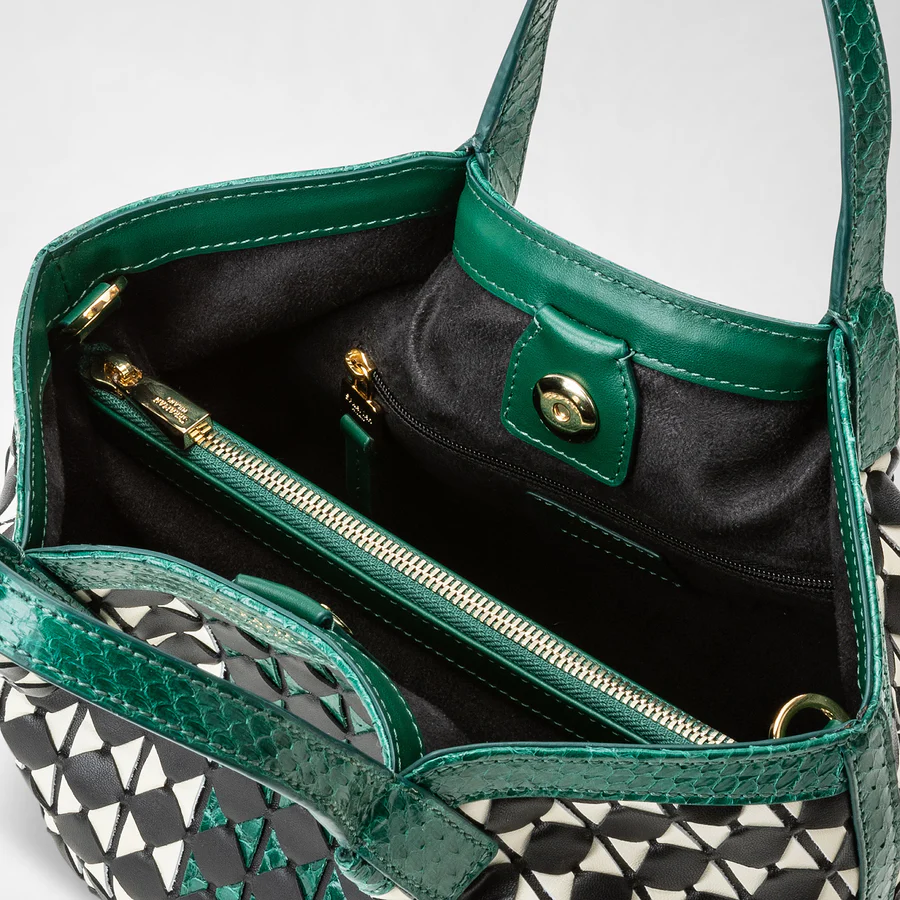 Serapian Mini Secret Mosaico /Elaphe Blk/Offwh/Emerald