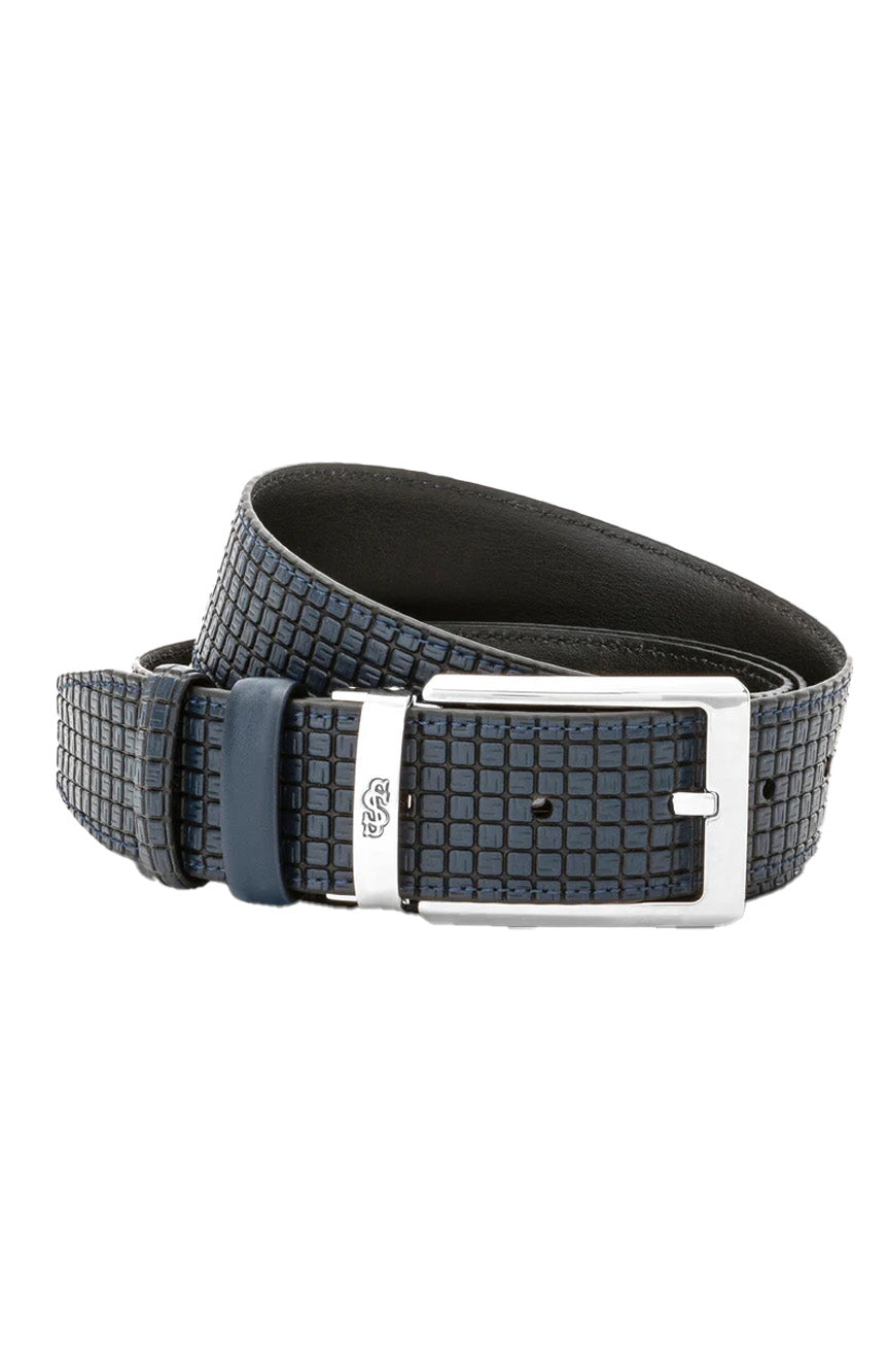 Serapian Belt Stepan Sust/Vitello Ocean Blue/Black