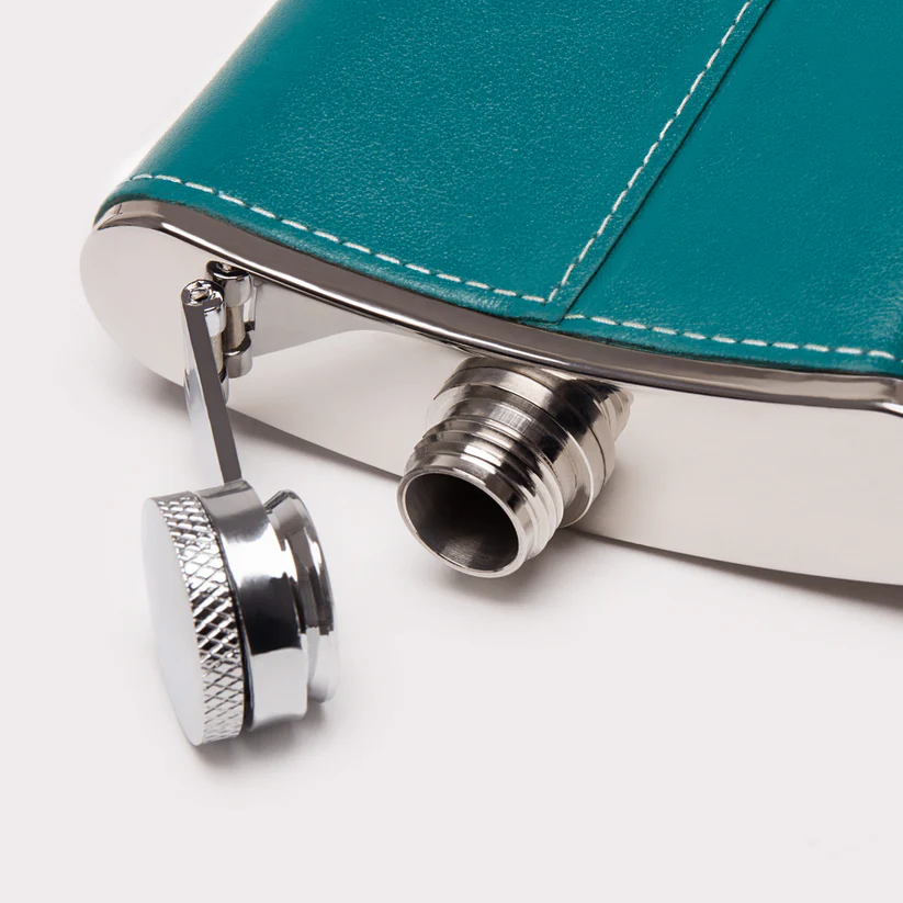 Ettinger Sterling 6Oz Captive Top Flask Turquoise