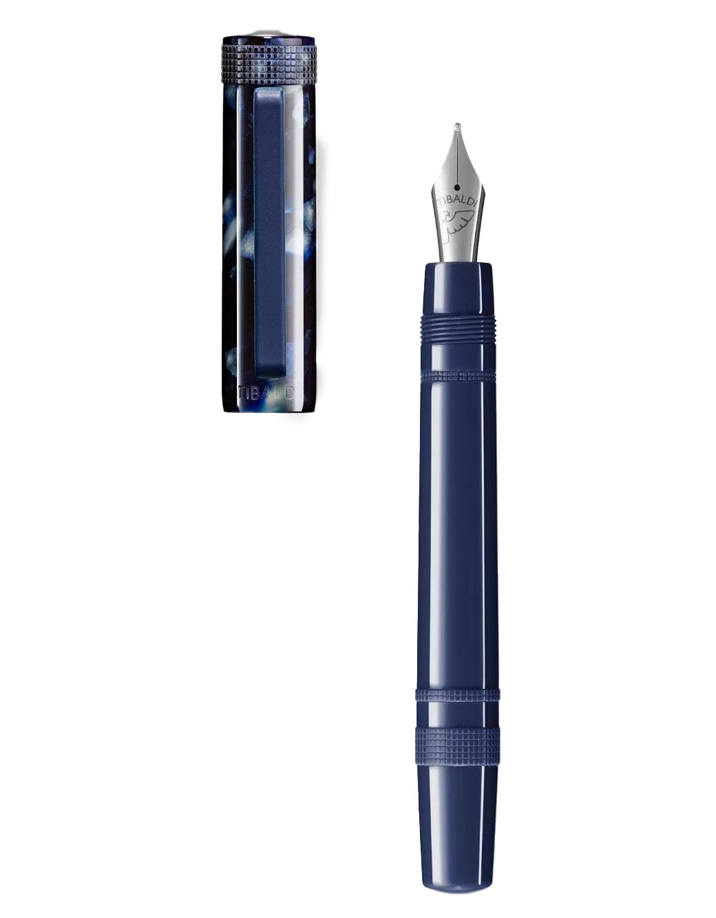 Tibaldi Stonewash Blue Resin Fountain Pen With Rubber Clip Medium Nib