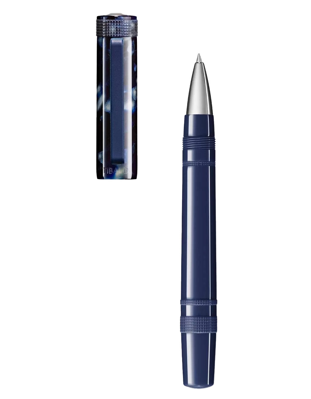 Tibaldi Stonewash Blue Resin Rollerball Pen With Rubber Clip