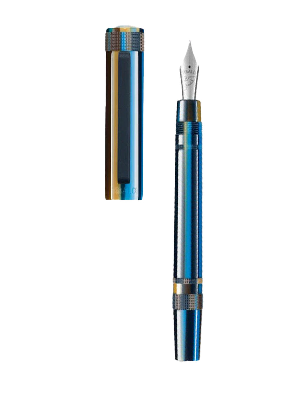 Tibaldi Tibaldi Baiadera Blue Resin Fountain Pen With Rubber Clip Medium Nib