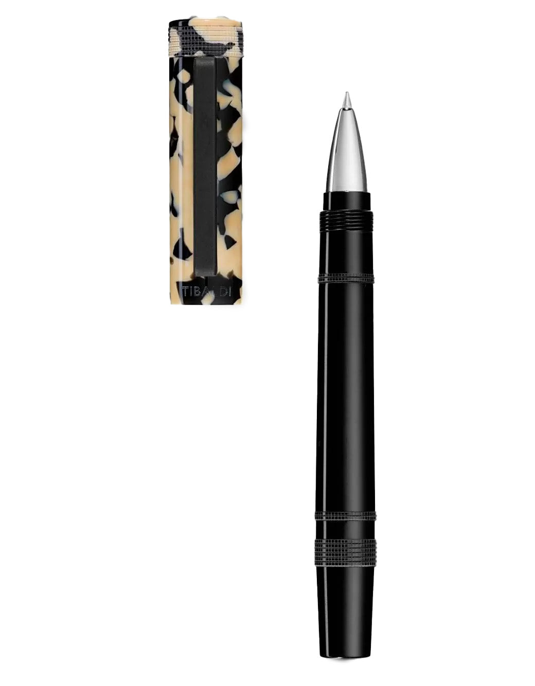 Tibaldi Tortoise Beige Resin Rollerball Pen With A Rubber Clip