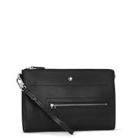 حقيبة كلاتش ناعمة من مونت بلانك ميسترستوك سيليكشن باللون الأسود